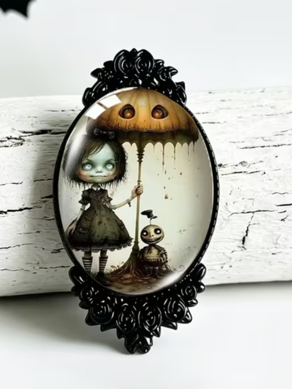 Gothic Pumpkin Umbrella Brooch